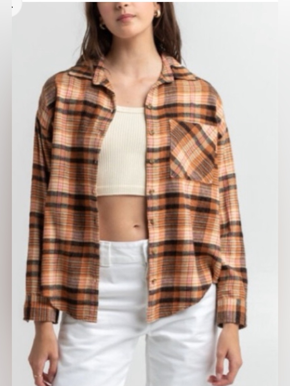 Billabong Ladies Plaid Flannel Button-Up Shirt Jacket in Size Large E56